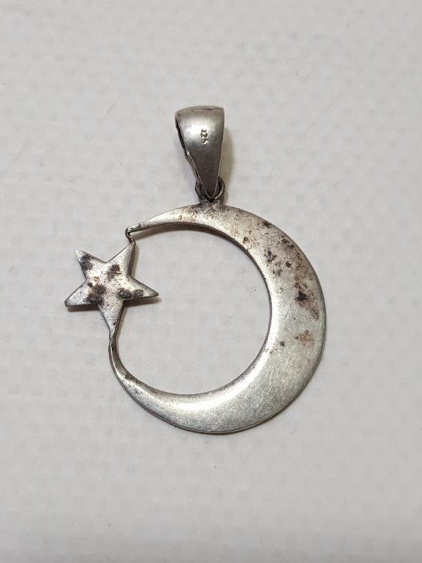 AY YILDIZ FORMLU GÜMÜŞ KOLYE UCU