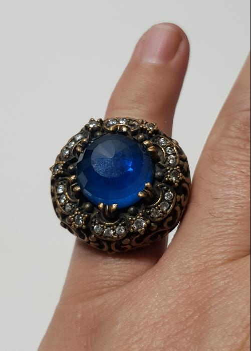 MAVİ TAŞLI GÜMÜŞ HÜRREM YÜZÜĞÜ