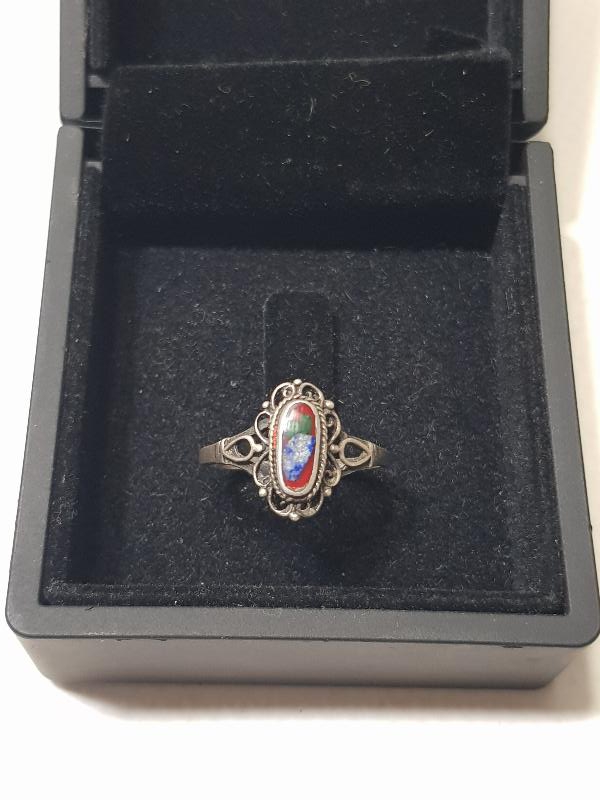 RENKLİ MOZAİK TAŞLI GÜMÜŞ YÜZÜK