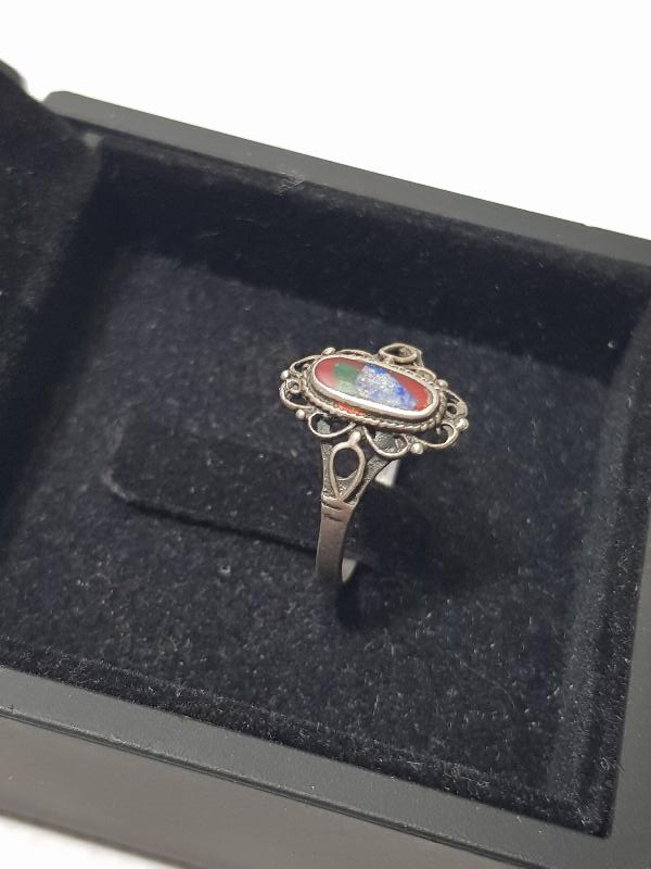 RENKLİ MOZAİK TAŞLI GÜMÜŞ YÜZÜK