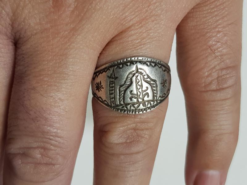 OSMANLI DÖNEMİ TEKKE İŞİ CAMİ RESİMLİ ÇOK NADİR GÜMÜŞ DERVİŞ YÜZÜĞÜ