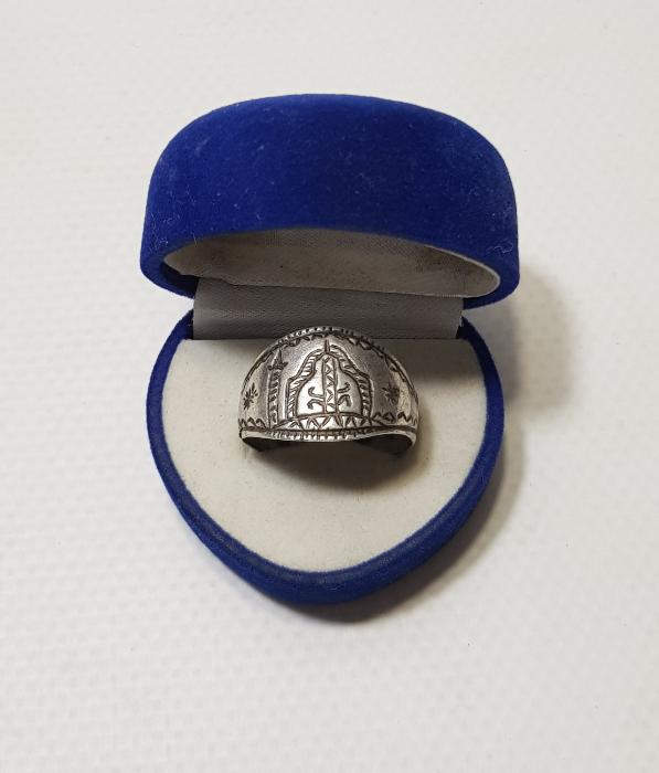 OSMANLI DÖNEMİ TEKKE İŞİ CAMİ RESİMLİ ÇOK NADİR GÜMÜŞ DERVİŞ YÜZÜĞÜ