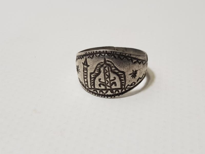 OSMANLI DÖNEMİ TEKKE İŞİ CAMİ RESİMLİ ÇOK NADİR GÜMÜŞ DERVİŞ YÜZÜĞÜ