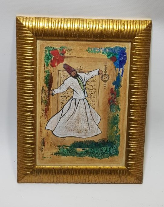 EL BOYAMA MEVLEVİ DERVİŞ RESİMLİ PANO