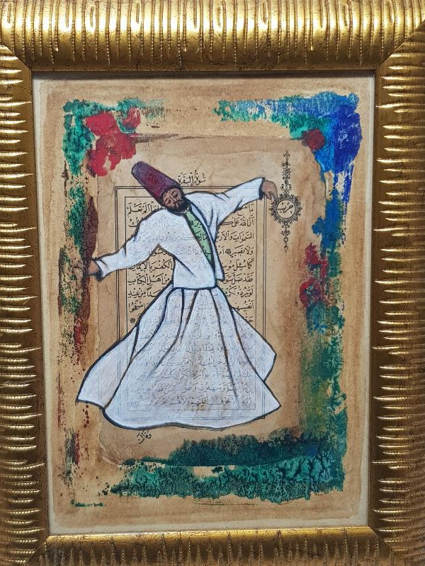 EL BOYAMA MEVLEVİ DERVİŞ RESİMLİ PANO