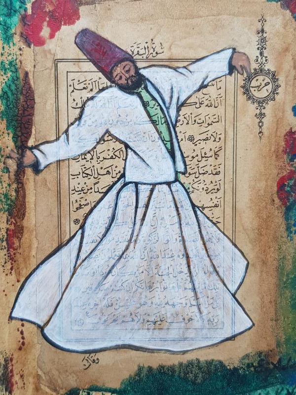 EL BOYAMA MEVLEVİ DERVİŞ RESİMLİ PANO