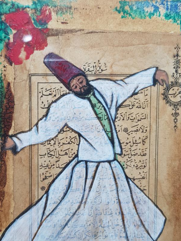 EL BOYAMA MEVLEVİ DERVİŞ RESİMLİ PANO