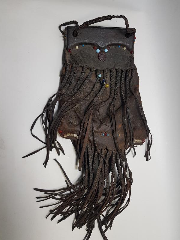 OSMANLI DÖNEMİ TEKKE İŞİ DERİ AVCI ÇANTASI