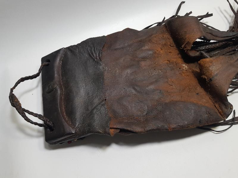 OSMANLI DÖNEMİ TEKKE İŞİ DERİ AVCI ÇANTASI