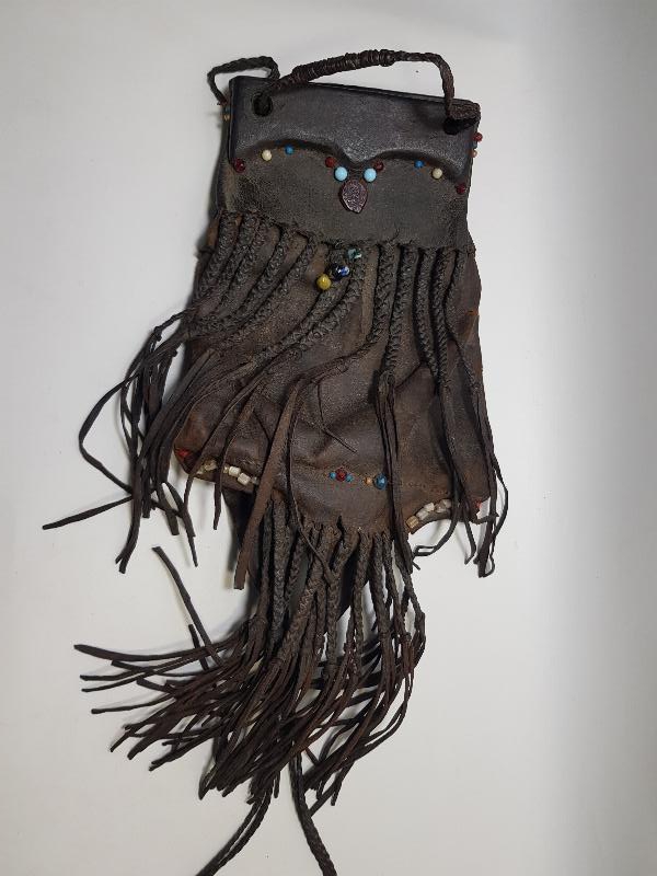 OSMANLI DÖNEMİ TEKKE İŞİ DERİ AVCI ÇANTASI