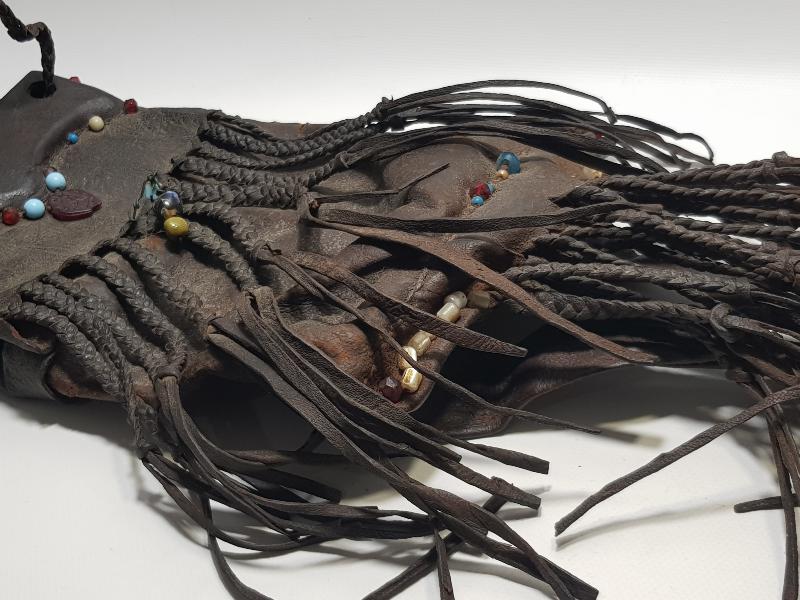 OSMANLI DÖNEMİ TEKKE İŞİ DERİ AVCI ÇANTASI