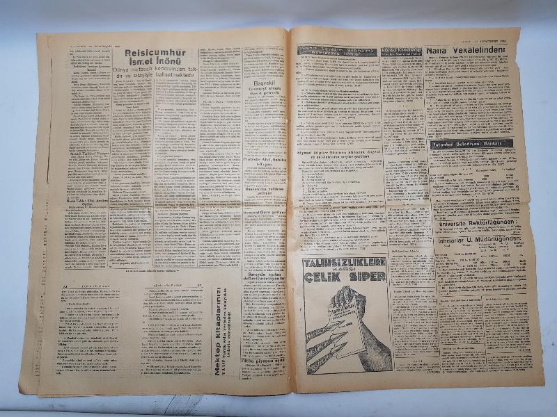 15 KASIM 1938 KURUN GAZETESİ: ATATÜRK'ÜN CENAZE TÖRENİ PROGRAMI