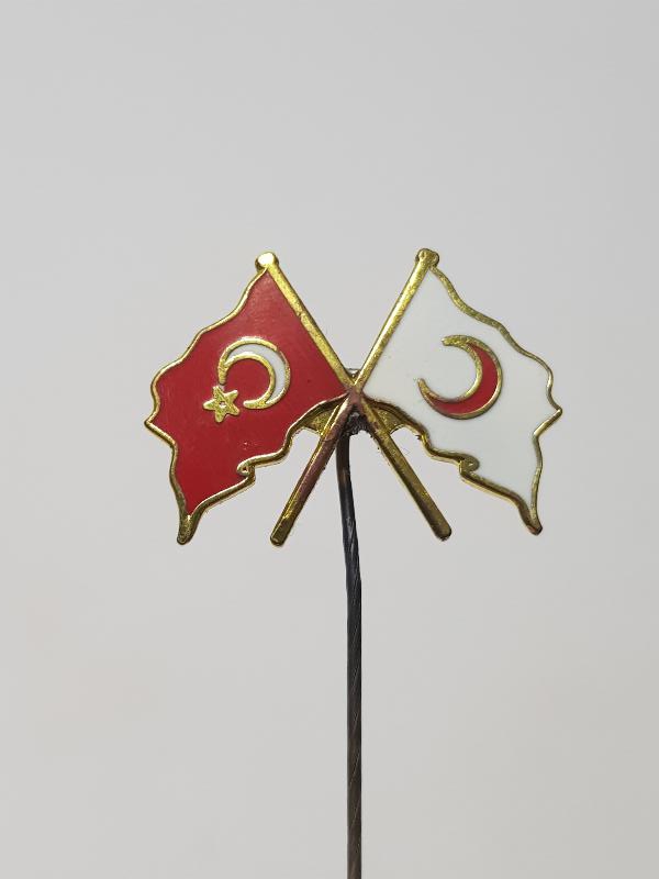 OSMANLI DÖNEMİ TÜRK BAYRAKLI ÇOK NADİR HİLALİ AHMER ROZETİ