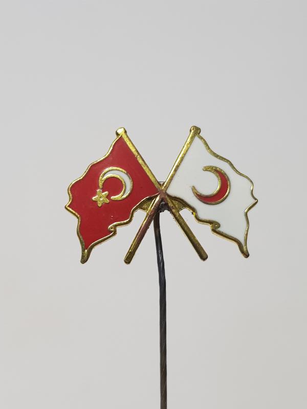 OSMANLI DÖNEMİ TÜRK BAYRAKLI ÇOK NADİR HİLALİ AHMER ROZETİ