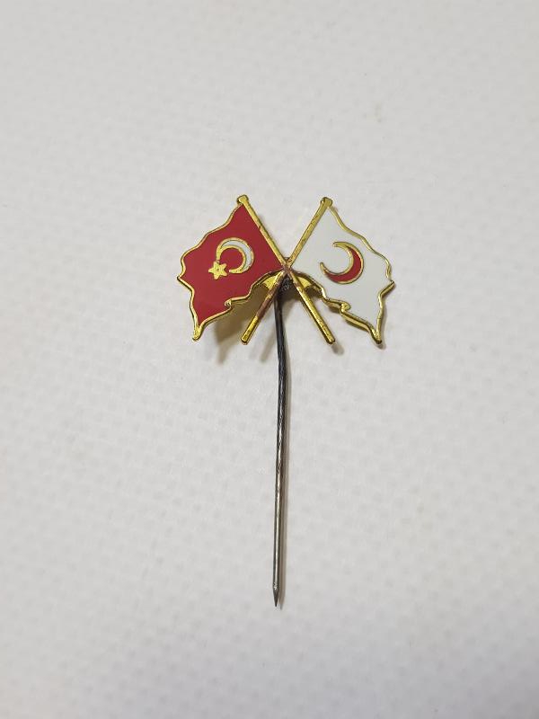 OSMANLI DÖNEMİ TÜRK BAYRAKLI ÇOK NADİR HİLALİ AHMER ROZETİ