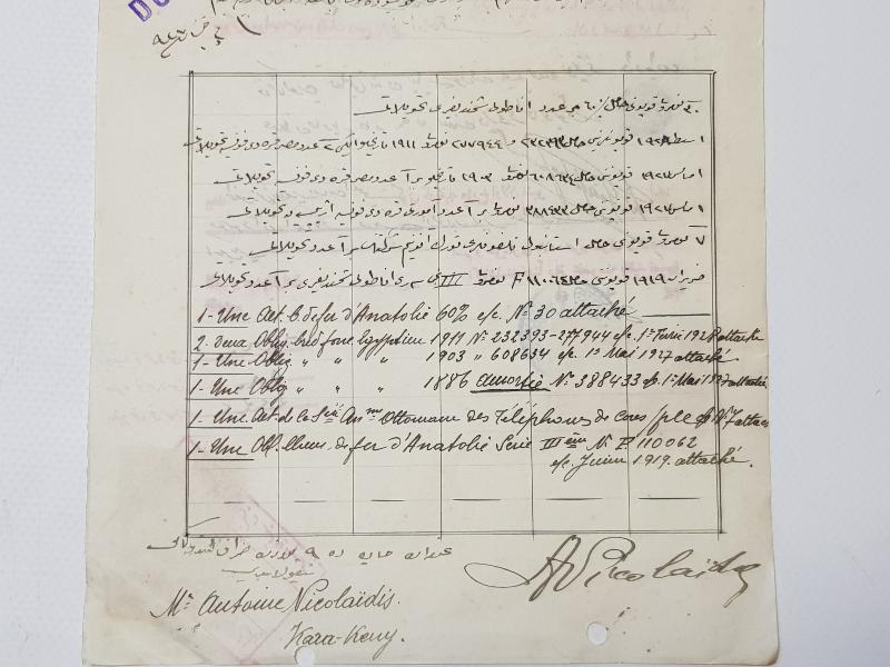 OSMANLICA ARİSOVALONİ BANKASI ROMANYA ANONİM ŞİRKETİ ANTETLİ EVRAK