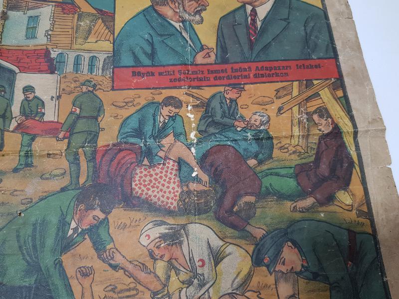 1943 SAKARYA DEPREMİ KIZILAY AFİŞİ - ÇOK NADİR