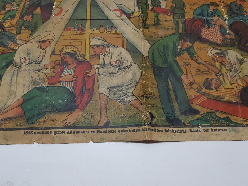 1943 SAKARYA DEPREMİ KIZILAY AFİŞİ - ÇOK NADİR