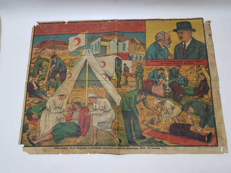 1943 SAKARYA DEPREMİ KIZILAY AFİŞİ - ÇOK NADİR