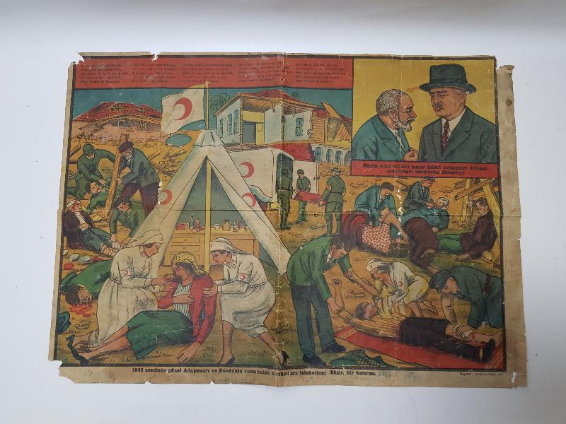 1943 SAKARYA DEPREMİ KIZILAY AFİŞİ - ÇOK NADİR