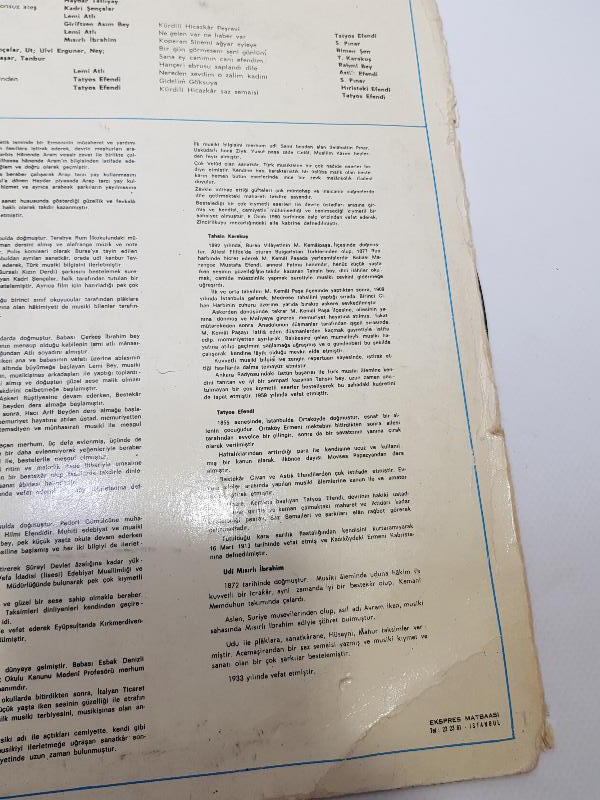 ŞEF KEMAL GÜRSES KÜRDİLİ HİCAZKAR, UŞŞAK, HÜSEYNİ FASLI 33 LP PLAK