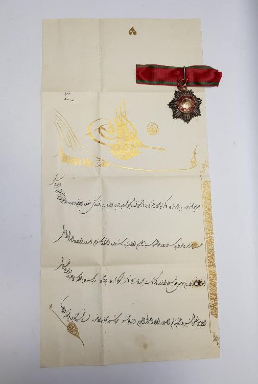 OSMANLI DÖNEMİ 3. DERECE MECİDİ NİŞANI BERATI