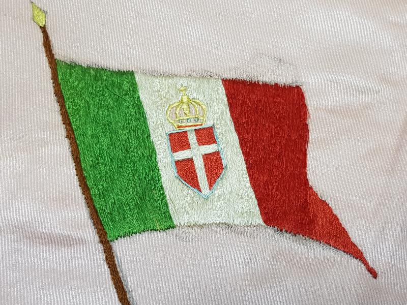 OSMANLI DÖNEMİ İTALYAN BAYRAKLI İPEK DUVAR PANOSU