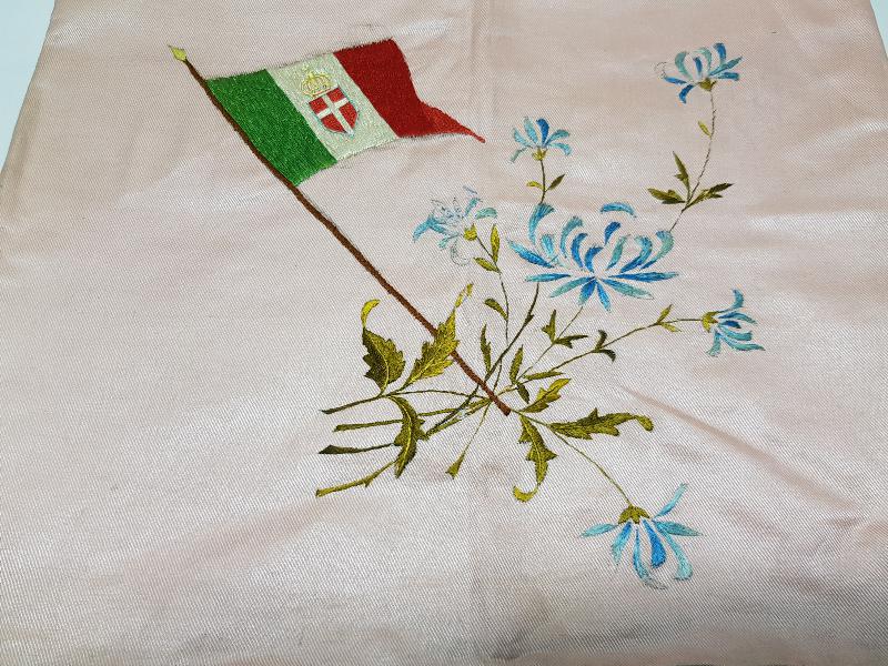 OSMANLI DÖNEMİ İTALYAN BAYRAKLI İPEK DUVAR PANOSU