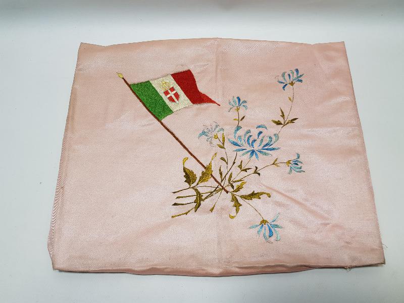 OSMANLI DÖNEMİ İTALYAN BAYRAKLI İPEK DUVAR PANOSU