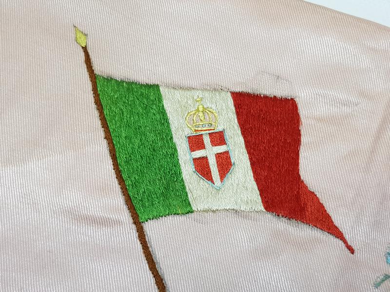 OSMANLI DÖNEMİ İTALYAN BAYRAKLI İPEK DUVAR PANOSU