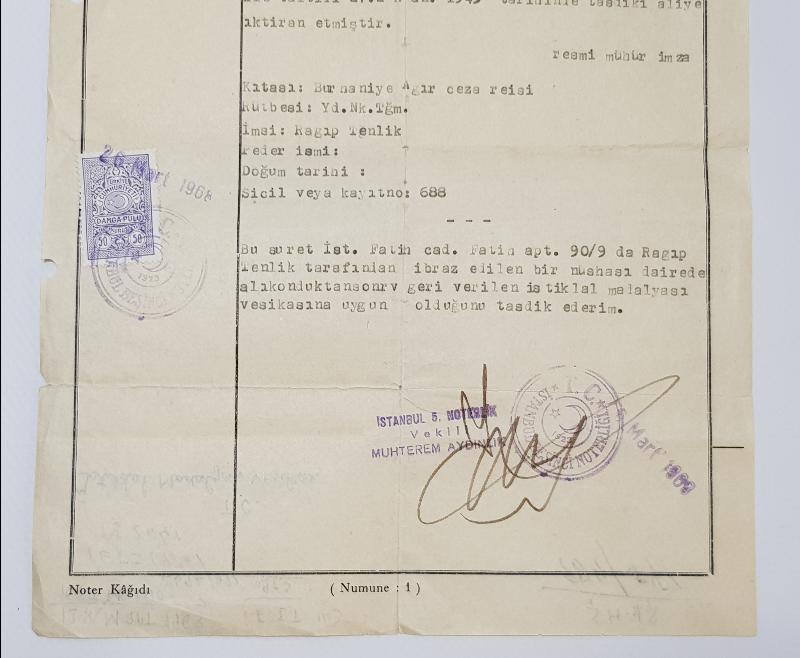 İSTİKLAL MADALYASI BERAT SURETİ