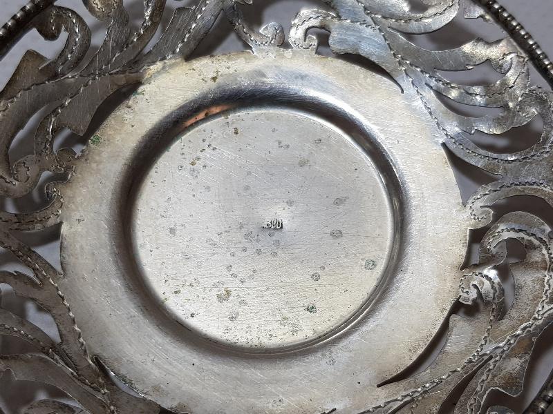 ANTİKA KIL TESTERE İŞÇİLİKLİ GÜMÜŞ ÇAY TABAĞI