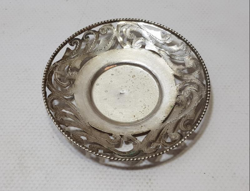 ANTİKA KIL TESTERE İŞÇİLİKLİ GÜMÜŞ ÇAY TABAĞI