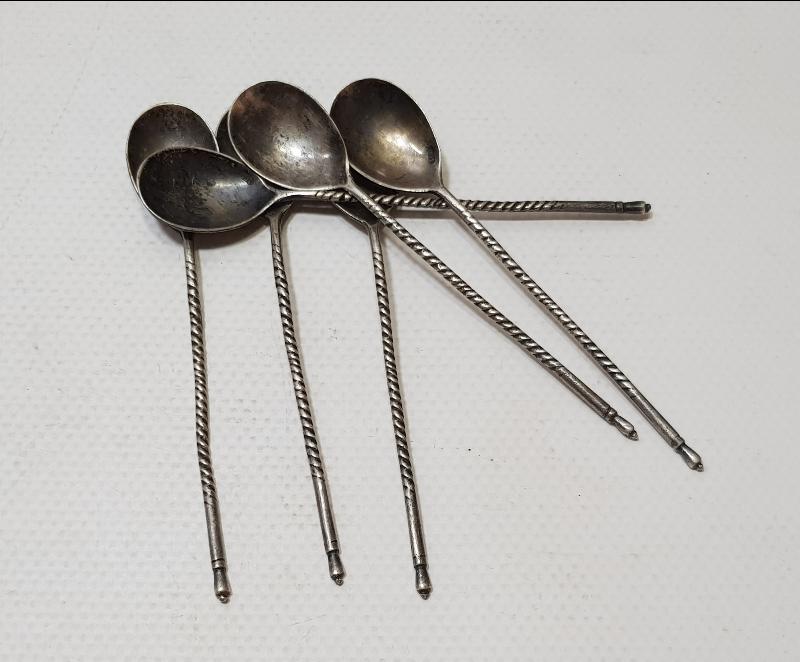 OSMANLI DÖNEMİ İZMİR RUM İŞİ ÇOK NADİR GÜMÜŞ ÇAY KAŞIĞI SETİ