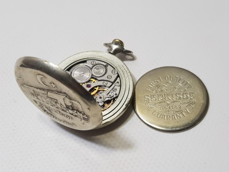 TREN RESİMLİ SERKİSOF DEMİRYOLU CEP SAATİ