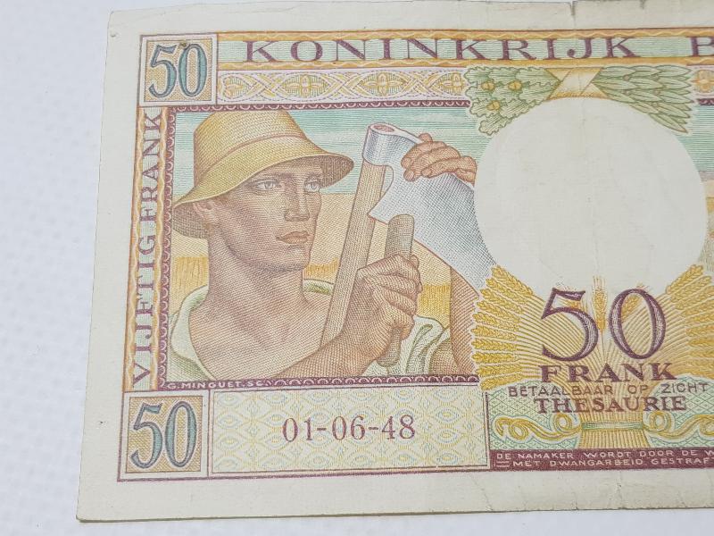 1948 BELÇİKA 50 FRANK NADİR KAĞIT PARA