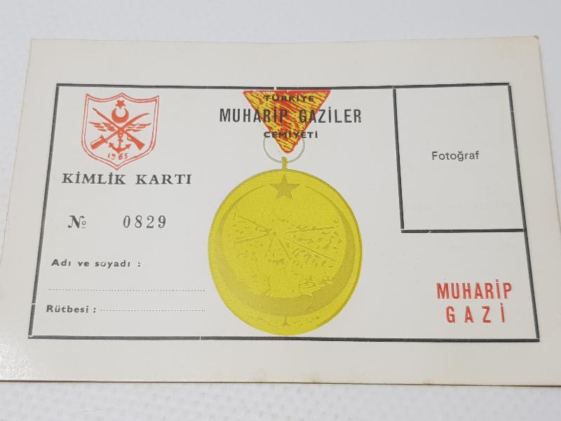 İSTİKLAL MADALYALILARA VERİLEN MUHARİP GAZİ KARTI