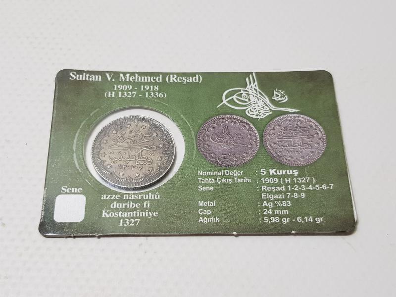 SULTAN MEHMET REŞAD DÖNEMİ GÜMÜŞ 5 KURUŞ MECİDİYE