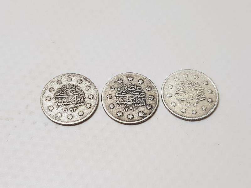 SULTAN ABDÜLHAMİD HAN DÖNEMİ 3 ADET GÜMÜŞ 1 KURUŞ
