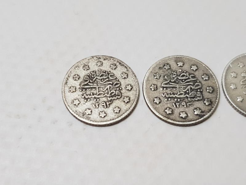 SULTAN ABDÜLHAMİD HAN DÖNEMİ 3 ADET GÜMÜŞ 1 KURUŞ