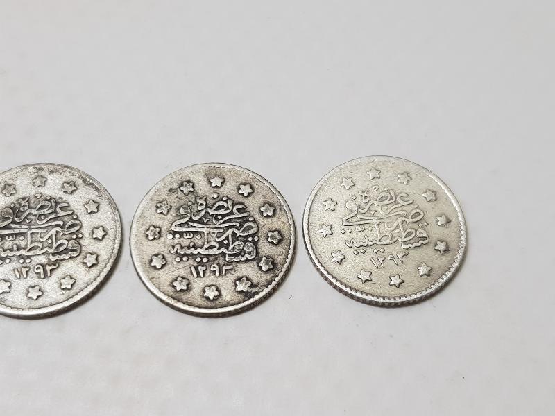 SULTAN ABDÜLHAMİD HAN DÖNEMİ 3 ADET GÜMÜŞ 1 KURUŞ