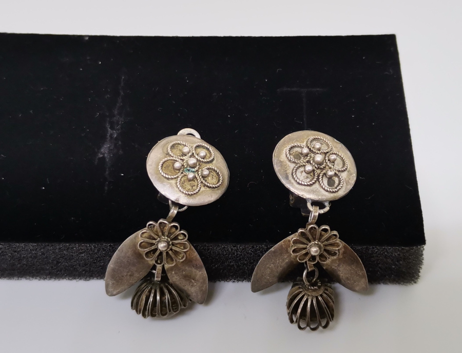 OSMANLI DÖNEMİ ÖZEL YAPIM PALAMUTLU GÜMÜŞ KÜPE