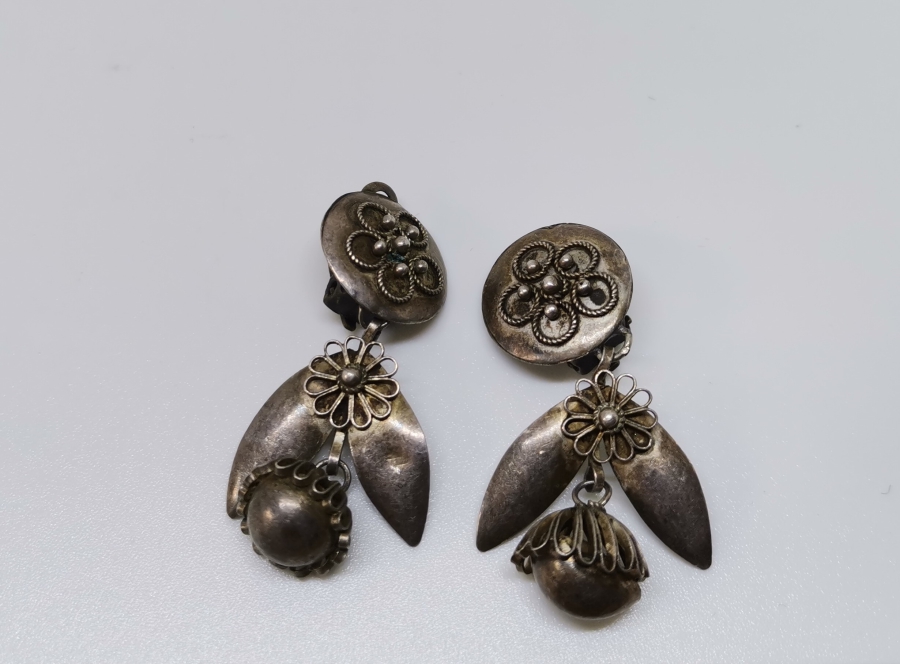 OSMANLI DÖNEMİ ÖZEL YAPIM PALAMUTLU GÜMÜŞ KÜPE