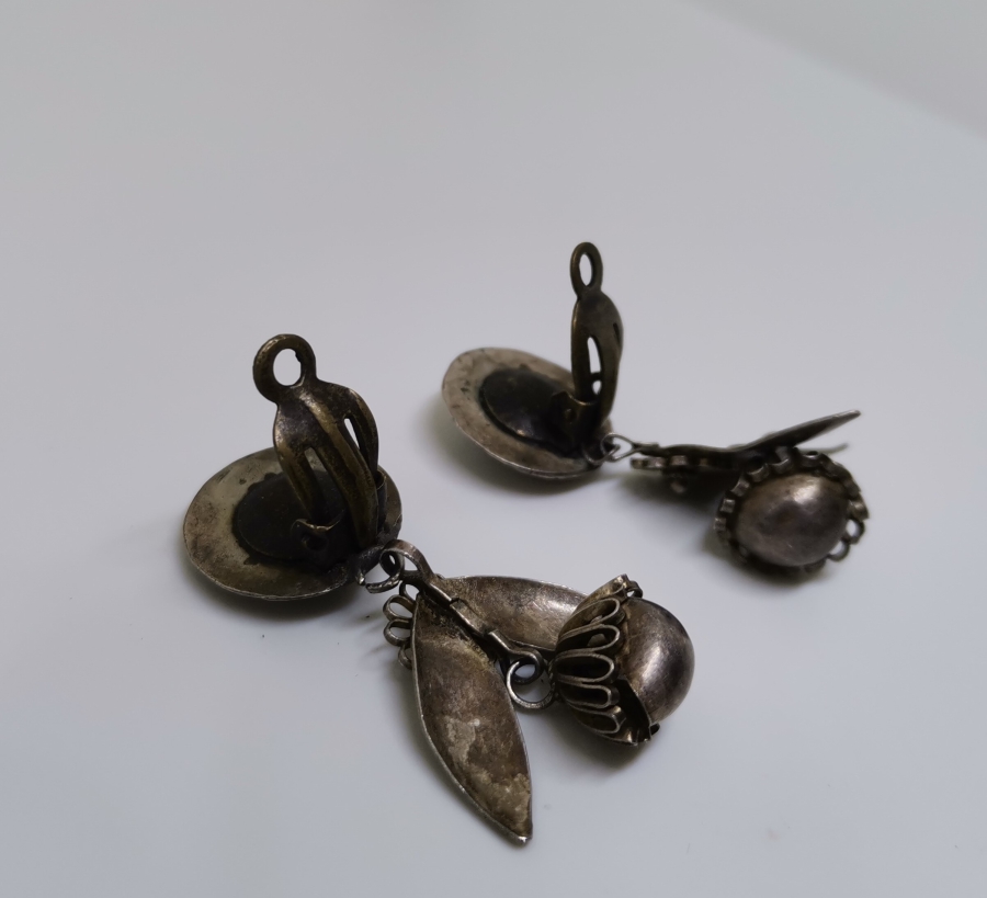 OSMANLI DÖNEMİ ÖZEL YAPIM PALAMUTLU GÜMÜŞ KÜPE