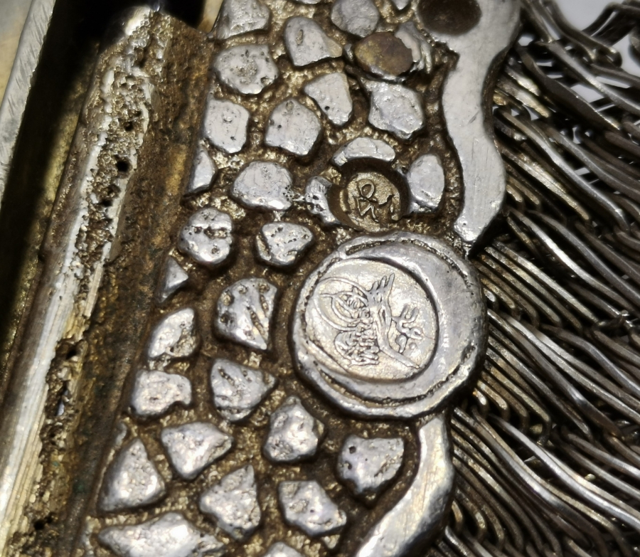 OSMANLI DÖNEMİ TUĞRALI GÜMÜŞ TRABZON İŞİ HASIR ÖRME GELİN KEMERİ