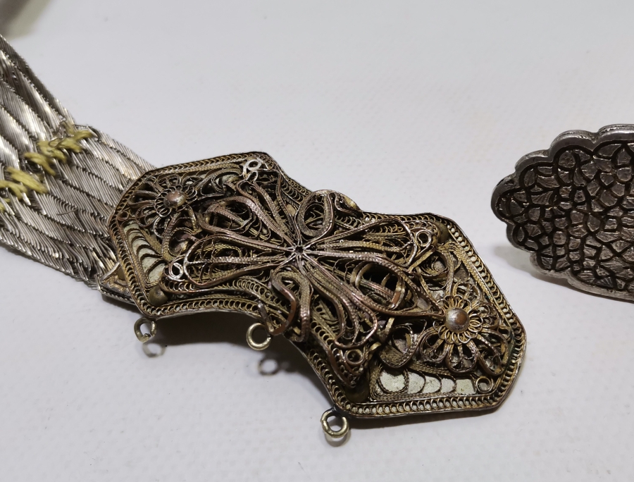 OSMANLI DÖNEMİ TUĞRALI GÜMÜŞ TRABZON İŞİ HASIR ÖRME GELİN KEMERİ