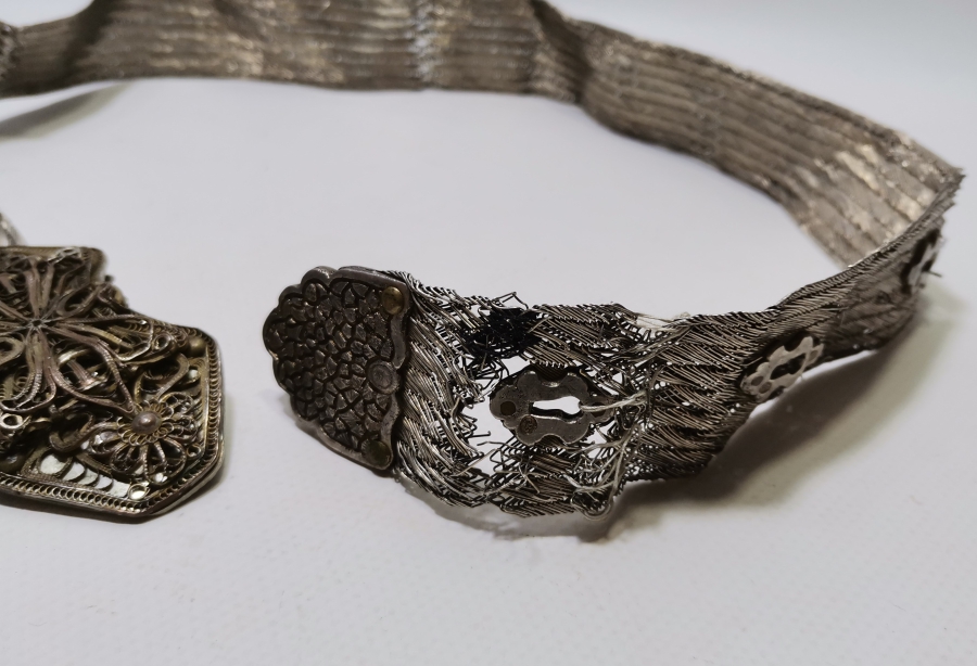 OSMANLI DÖNEMİ TUĞRALI GÜMÜŞ TRABZON İŞİ HASIR ÖRME GELİN KEMERİ