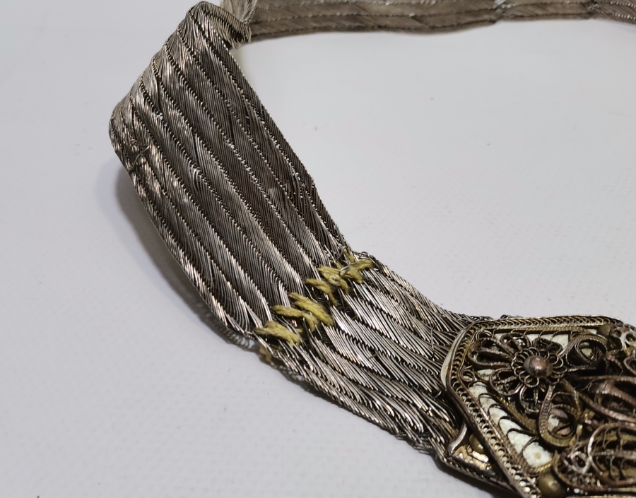 OSMANLI DÖNEMİ TUĞRALI GÜMÜŞ TRABZON İŞİ HASIR ÖRME GELİN KEMERİ