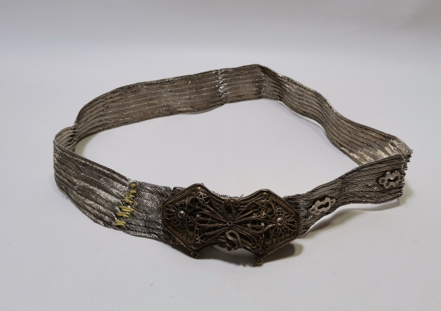 OSMANLI DÖNEMİ TUĞRALI GÜMÜŞ TRABZON İŞİ HASIR ÖRME GELİN KEMERİ