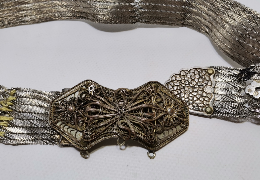 OSMANLI DÖNEMİ TUĞRALI GÜMÜŞ TRABZON İŞİ HASIR ÖRME GELİN KEMERİ